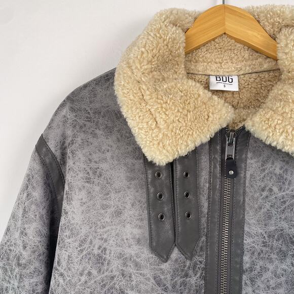 NWT Urban Outfitters BDG Stevie Aviator Coat Gray Small - Picture 4 of 8